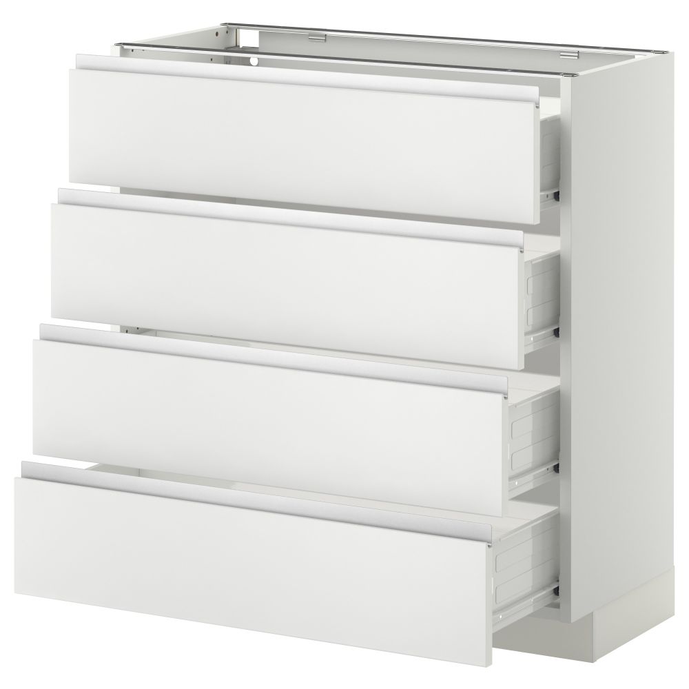 Напольный шкаф 4 фронтальных панели, 4 ящика МЕТОД / ФОРВАРА, белый, Нодста белый - схема-чертеж с размерами