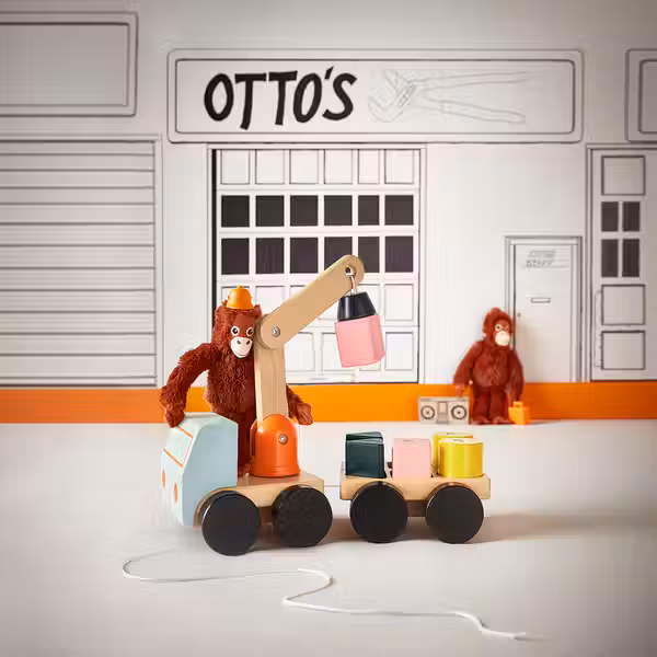 UPPSTÅ Подъёмный кран с кубиками - разноцветный/бук - схема-чертеж с размерами