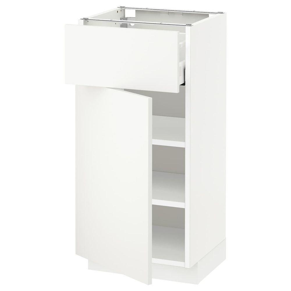 Напольный шкаф с ящиком/дверью, белый/Хэггеби белый 40x37 см IKEA METOD МЕТОД / MAXIMERA МАКСИМЕРА 492.315.08 - схема-чертеж с размерами