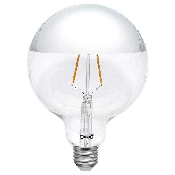 Светодиод E27 140 лм, шаровидный/зеркальный верх, серебристый 125 мм IKEA СИЛЛЬБУ 304.165.35 - схема-чертеж с размерами