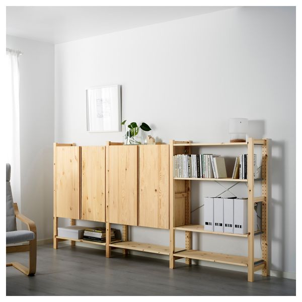 3 секции, полки/шкаф ИВАР, сосна (259x30x124 см) - фото 1