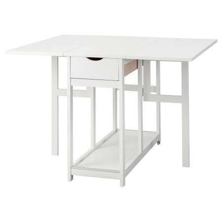 Стол c откидными полами ГИССЛАБОДА, белый (38/77/116x95 см)
