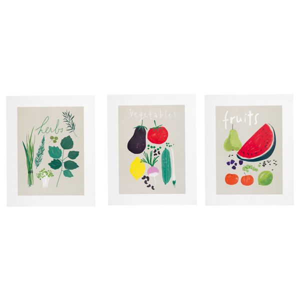 Набор постеров, 3 штуки ТРИЛЛИНГ, овощи и фрукты I-III (40x50 см) - схема-чертеж с размерами