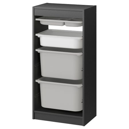 Комбинация с контейнерами и лотком, серый серый-белый, 46x30x94 см IKEA TROFAST ТРУФАСТ 995.161.13