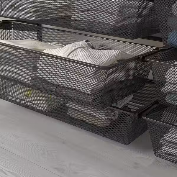 BOAXEL Сетчатая корзина - антрацит 80x40x15 см - схема-чертеж с размерами