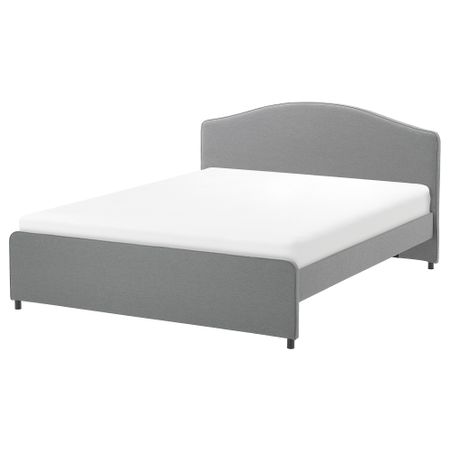 Каркас кровати с обивкой, 160x200 см, Vissle серый IKEA HAUGA ХАУГА 304.463.54