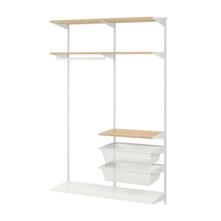 Гардероб, комбинация, белый, дуб, 125x40x201 см IKEA BOAXEL БОАКСЕЛЬ 393.323.53