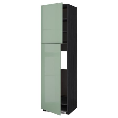 Высокий шкаф для холодильника, 2 дверцы МЕТОД, черный, Калларп светло-зеленый