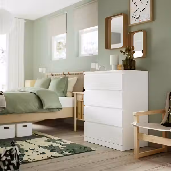 MALM Комод с 4 ящиками - белый 80x100 см - фото 2