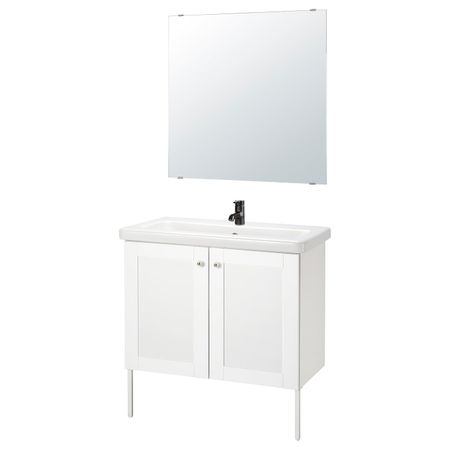 Комплект мебели для ванной,7 предм., Йельсен белый/Сальен смеситель 84x43x88 см IKEA FISKÅN ФИСКОН / TVÄLLEN ТВЭЛЛЕН 394.360.63