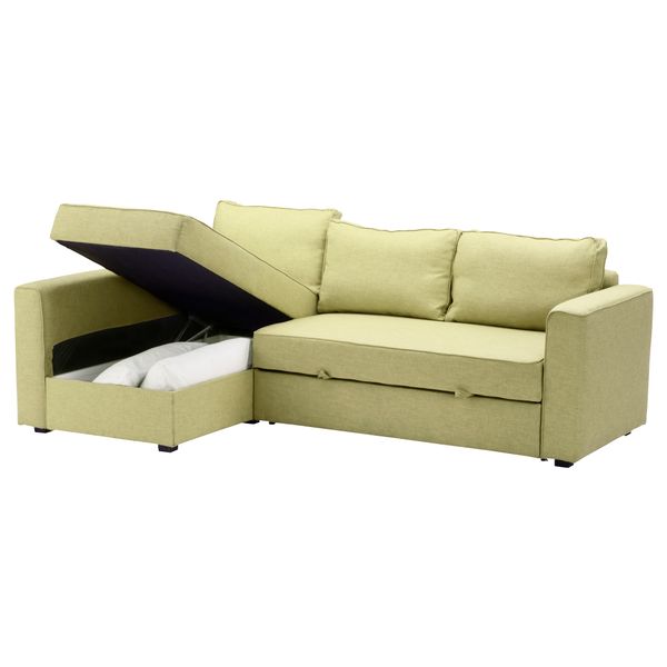 Угловой диван-кровать с отделением для хранения МОНСТАД, Семла зеленый - схема-чертеж с размерами