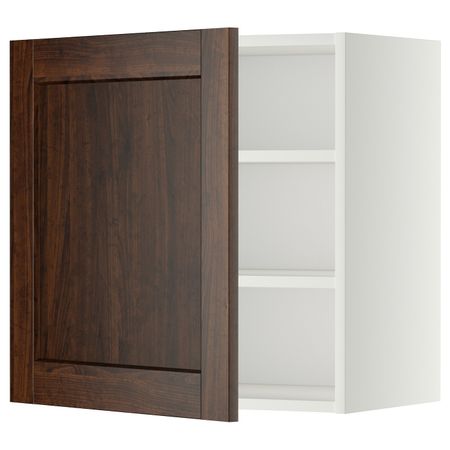 Шкаф навесной с полкой, белый/Эдсерум коричневый 60x60 см IKEA METOD МЕТОД 792.267.65
