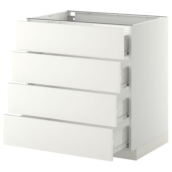 Напольный шкаф 4 фронтальных панели, 4 ящика МЕТОД / ФОРВАРА, белый, Хэггеби белый - схема-чертеж с размерами