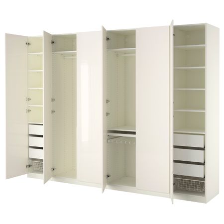 Гардероб ПАКС, белый, Фардаль глянцевый/белый