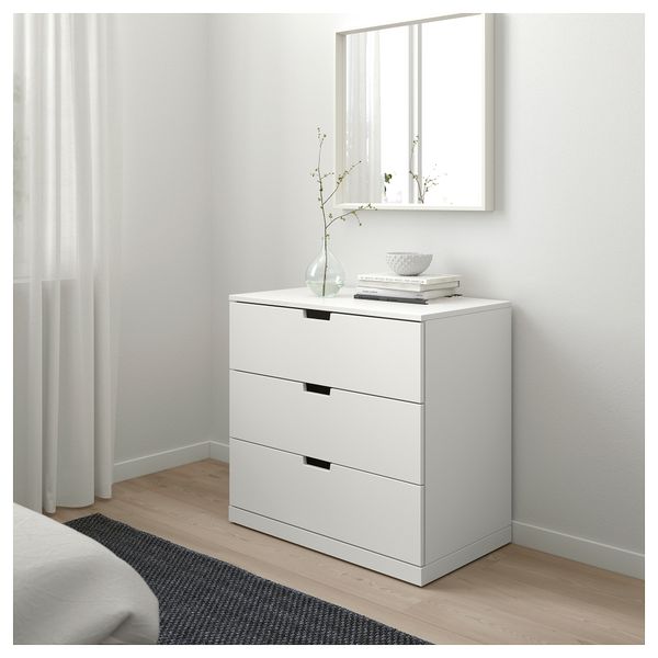 Комод с 3 ящиками НОРДЛИ, белый (80x76 см) - фото 3