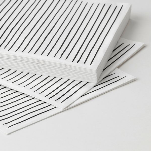 Салфетка бумажная, белый, в полоску, 33x33 см IKEA ИНБИТЕН 303.645.84 - фото 2