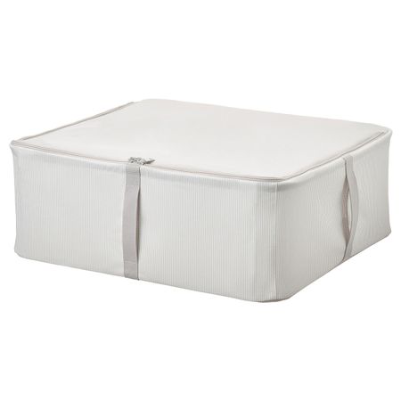 Чехол для хранения, ткань в полоску/белый, серый 44x51x19 см IKEA HEMMAFIXARE ХЕММАФИКСАРЕ 305.039.19