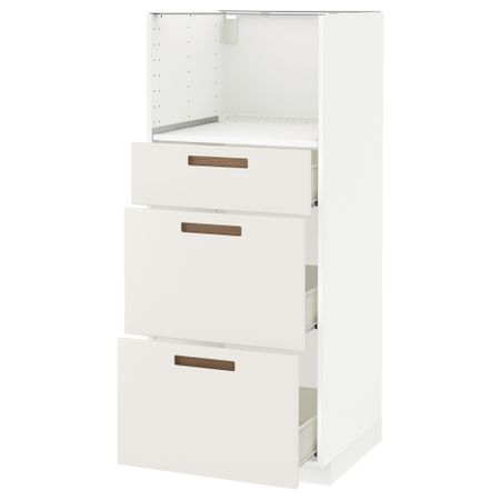 Высокий шкаф для СВЧ с 3 ящиками МЕТОД / ФОРВАРА, белый, Мэрста белый (60x60x140 см)