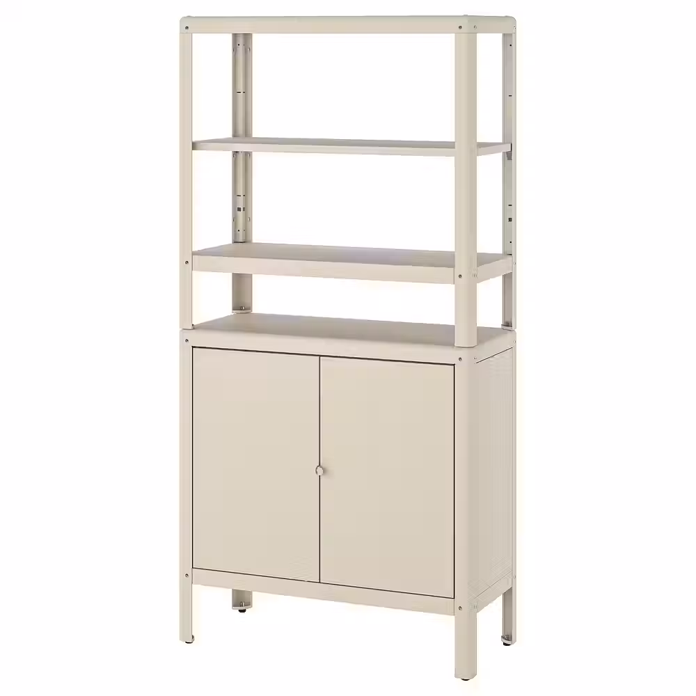 KOLBJÖRN Стеллаж с 1 шкафчиком - бежевый 80x37x161 см - фото 1