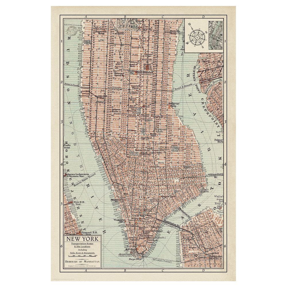 Постер, Карта Манхэттена II, 61x91 см IKEA DRÖMBILD ДРЁМБИЛЬД 304.417.90 - фото 1