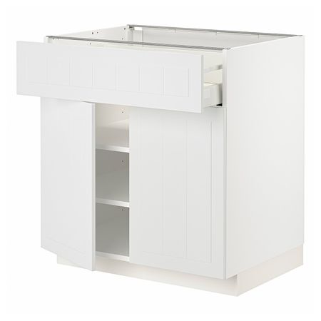 Напольный шкаф с ящиком/2дверцами, белый/Стенсунд белый 80x60 см IKEA METOD МЕТОД / MAXIMERA МАКСИМЕРА 694.450.56