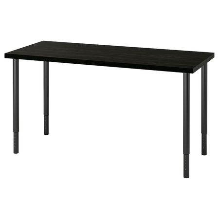 Письменный стол, черно-коричневый/черный 140x60 см IKEA LAGKAPTEN ЛАГКАПТЕН / OLOV ОЛОВ 594.174.88