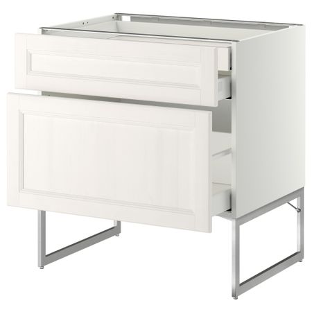 Напольный шкаф 2 фронтальных панели, 2 нижних,1 встроенный ящик МЕТОД / МАКСИМЕРА, белый, Лаксарби белый