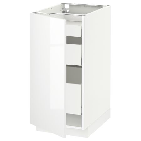 Напольный шкаф с 1 дверцей, 3 ящика МЕТОД / МАКСИМЕРА, белый, Рингульт белый