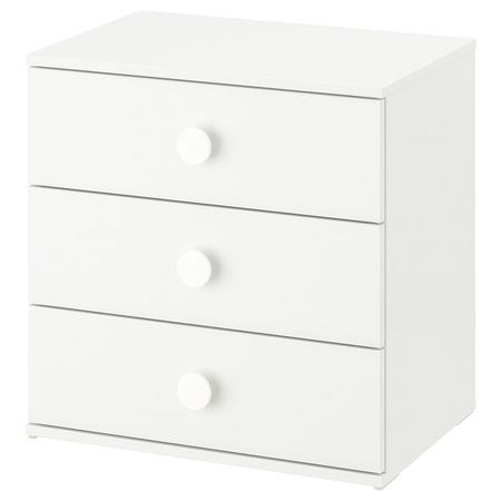 GODISHUS Комод с 3 ящиками - белый 60x40x60 см