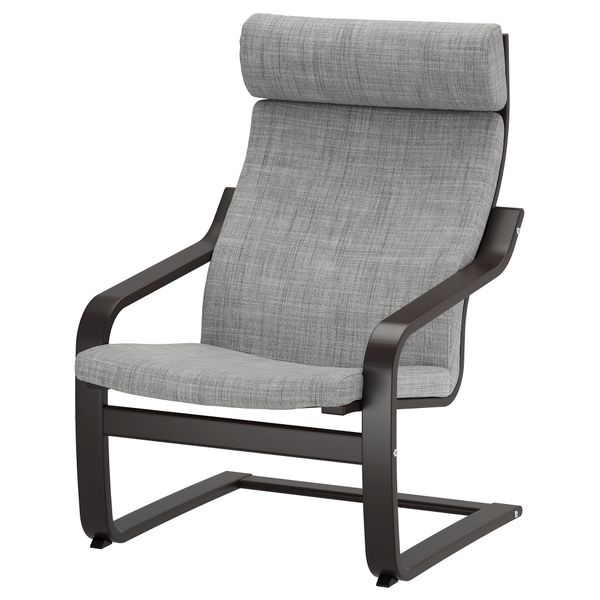 Кресло ПОЭНГ, черно-коричневый, Исунда серый - фото 1