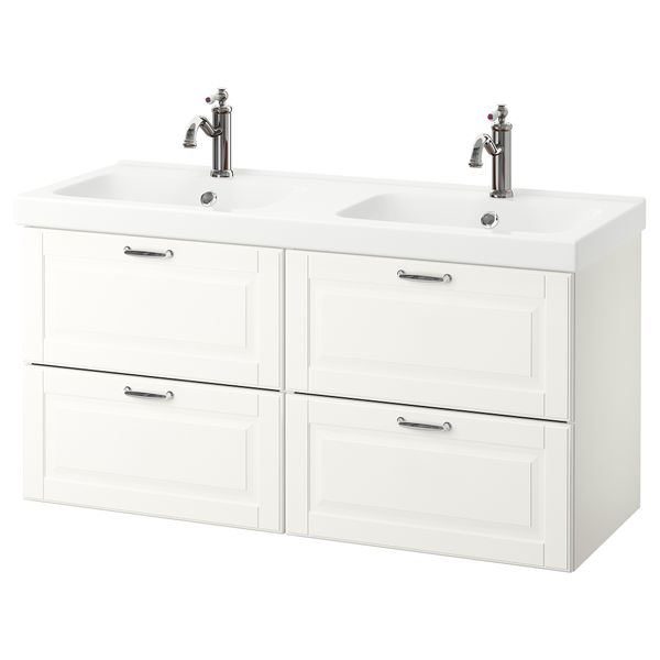 Шкаф для раковины с 4 ящик, 123x49x64 cm IKEA ODENSVIK ОДЕНСВИК, GODMORGON ГОДМОРГОН 992.472.34 - фото 1