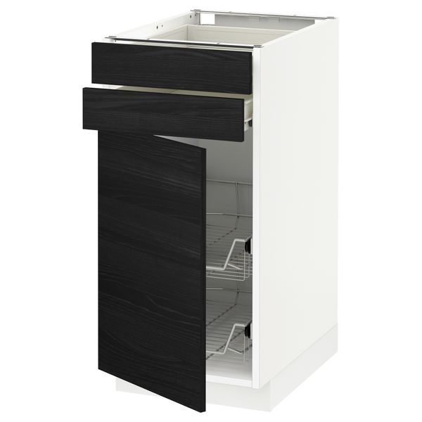 Напольный шкаф, дверца, 2 ящика, проволочных корзин МЕТОД / ФОРВАРА, белый, Тингсрид черный - схема-чертеж с размерами