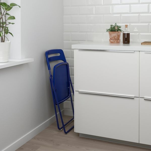 Стол и 2 складных стула, белый/темный сине-сиреневый 75 см IKEA MELLTORP МЕЛЬТОРП / NISSE НИССЕ 492.807.06 - фото 4