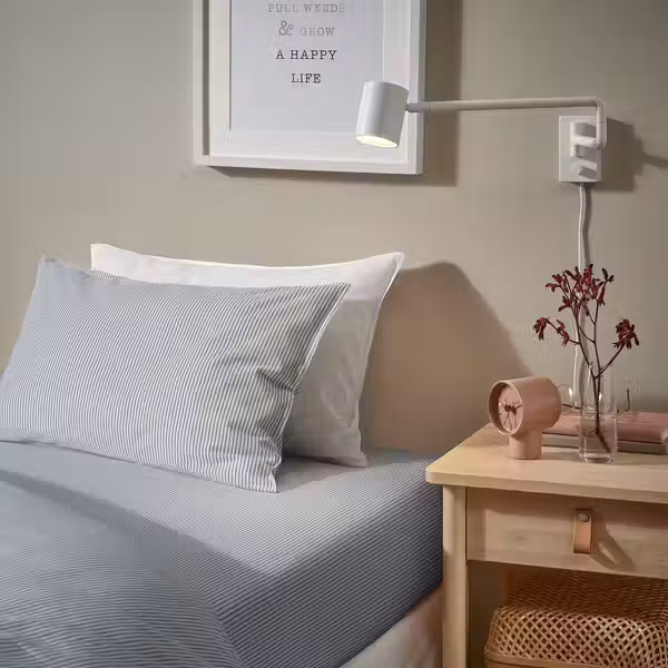 SOLFIBBLA СОЛФИББЛА Простыня - белый синий/полоска 150x260 см - фото 2