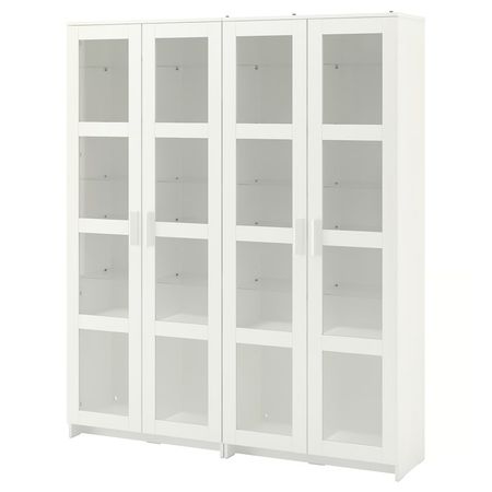 BRIMNES Комбинация д/хранения+стекл дверц - белый 160x35x190 см