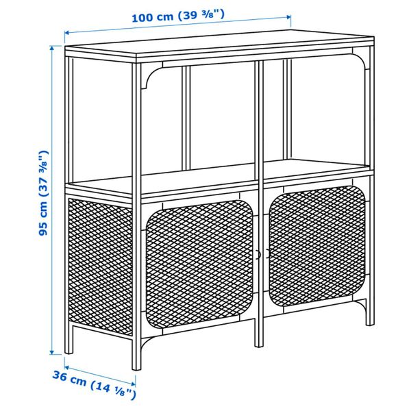 Шкаф для ТВ, комбинация, черный 250x36x95 см IKEA FJÄLLBO ФЬЕЛЛЬБО 691.913.37 - схема-чертеж с размерами