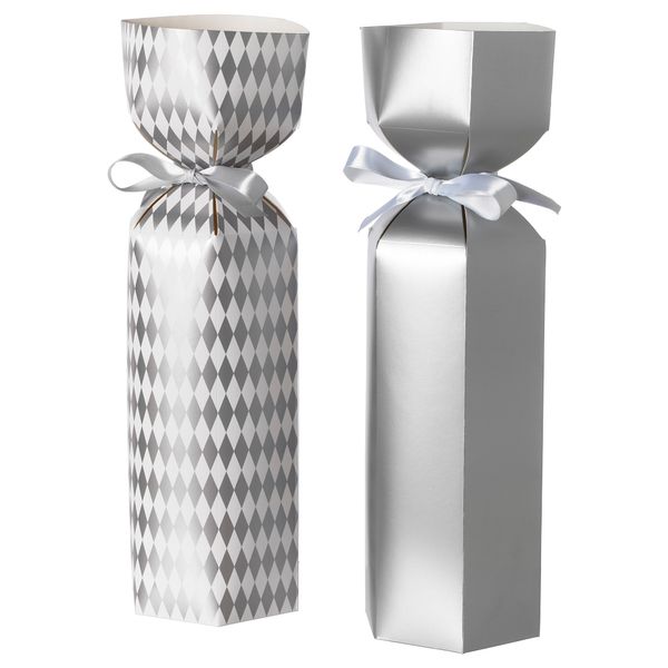 Подарочная упаковка для бутылки ВИНТЕР 2018, серебристый/белый (42 см) - фото 1