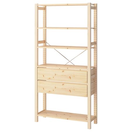 IVAR 1 секция - сосна/с 5 полками с 2 ящиками 89x30x179 см