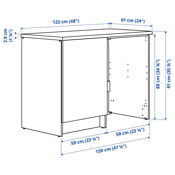 IKEA, дополнительный ракурс - схема-чертеж с размерами