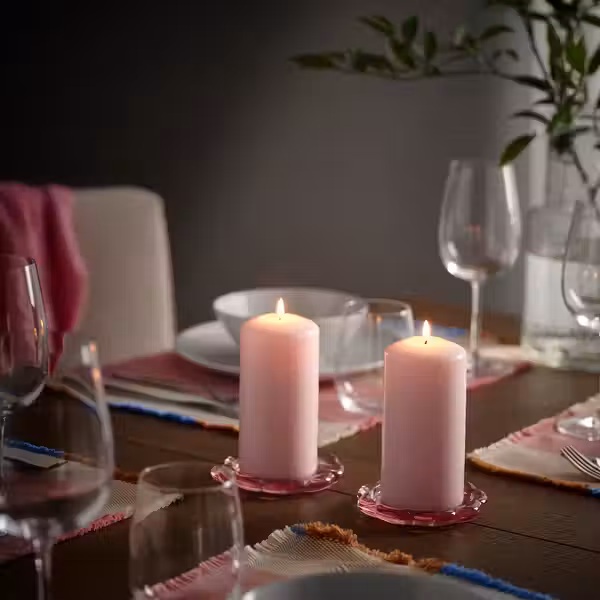 DAGLIGEN Неароматическая формовая свеча - светло-розовый 14 см 40 ч - фото 2