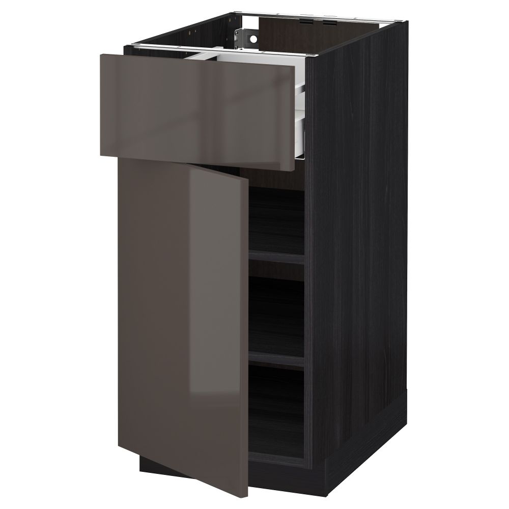 Напольный шкаф с ящиком, дверью МЕТОД / МАКСИМЕРА, черный, Рингульт серый - схема-чертеж с размерами