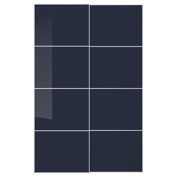 Пара раздвижных дверей ХОККСУНД, темно-синий глянцевый черно-синий - схема-чертеж с размерами