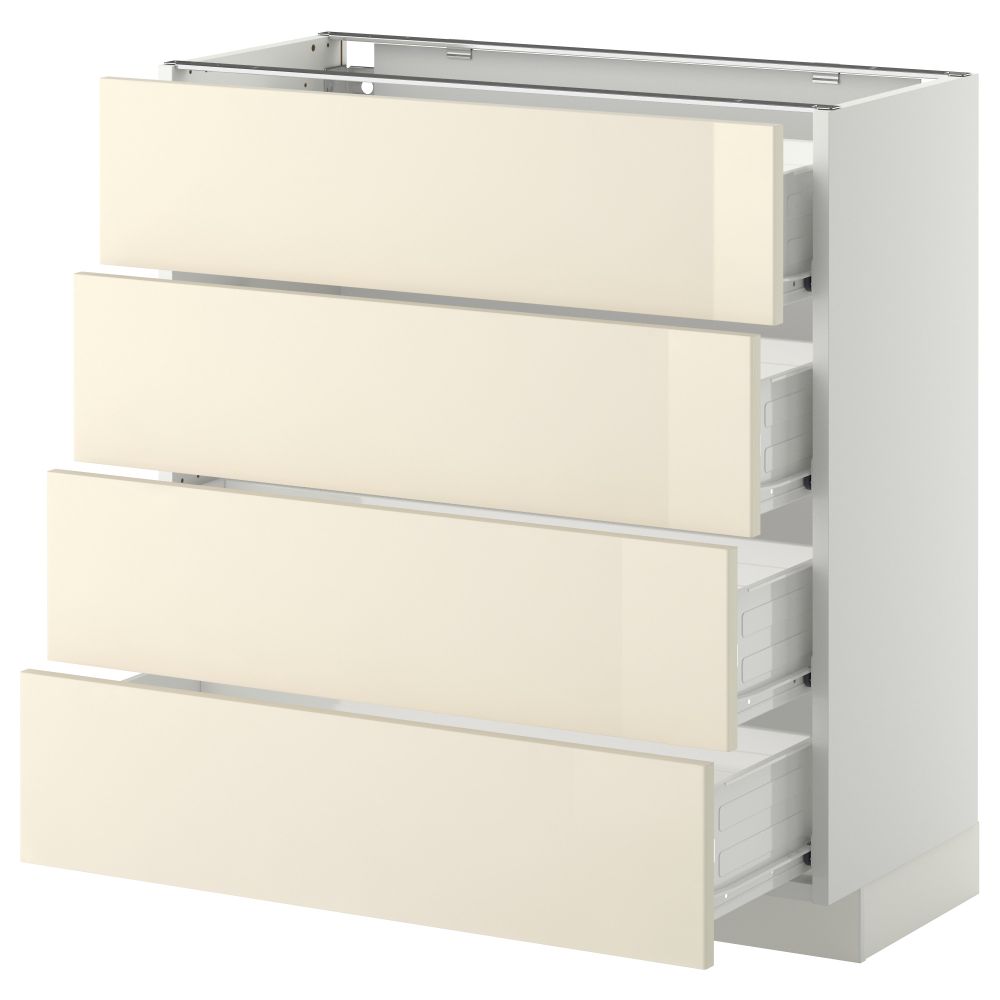 Напольный шкаф 4 фронтальных панели, 4 ящика МЕТОД / ФОРВАРА, белый, Рингульт кремовый - схема-чертеж с размерами