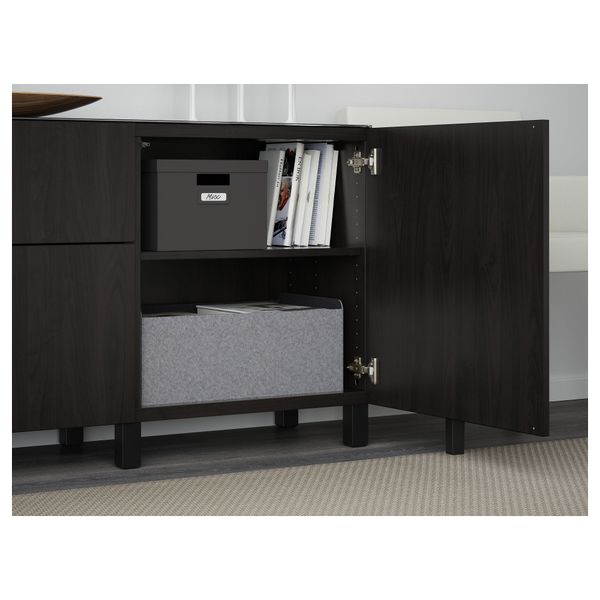 Комбинация для хранения с дверцами, ящиками БЕСТО, Лаппвикен черно-коричневый (180x40x74 см) - фото 3