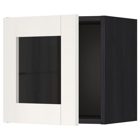 Навесной шкаф со стеклянной дверью МЕТОД, черный, Сэведаль белый (40x40 см)