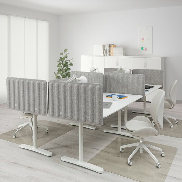 Стол с экраном, белый, серый 320x160 48 см IKEA BEKANT БЕКАНТ 393.873.93 - схема-чертеж с размерами