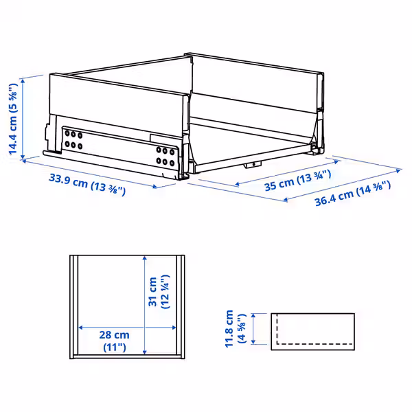 KNIVSHULT Ящик, средний - темно-серый 40x37 см - схема-чертеж с размерами