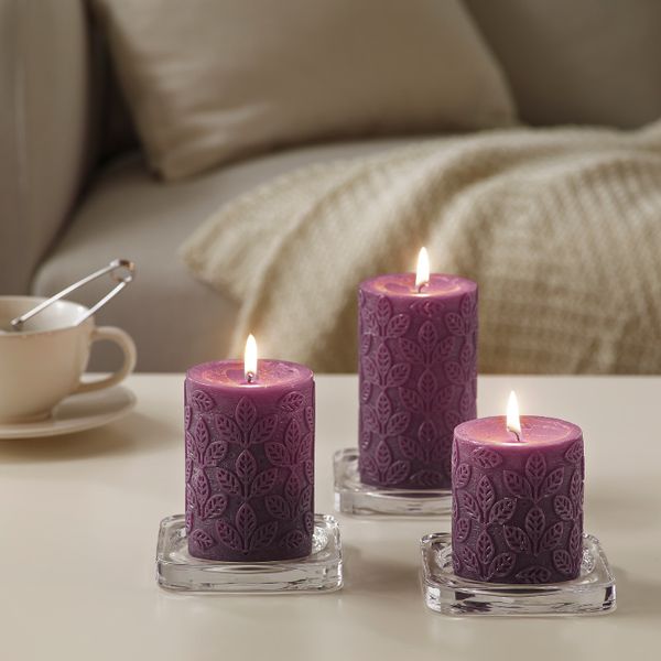 Формовая свеча, ароматическая, 3 шт, Лаванда сиреневый, сиреневый IKEA НЬЮТНИНГ 103.505.21 - фото 2