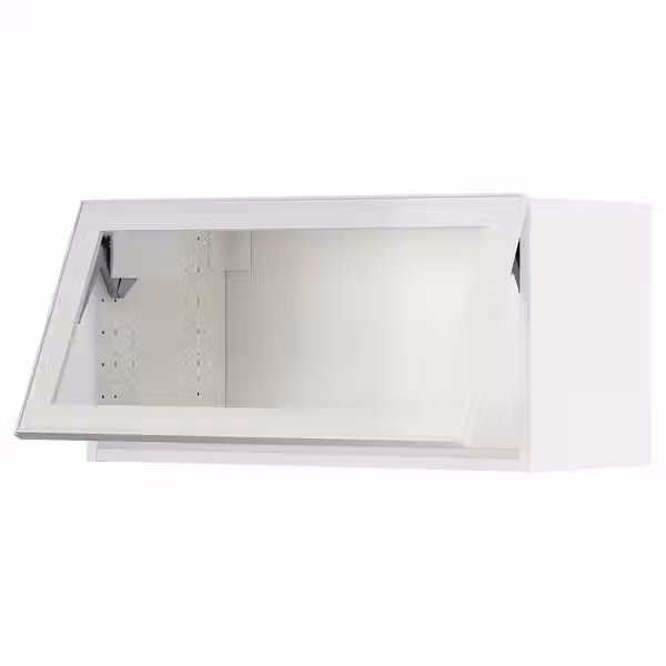 METOD Гориз навесной шкаф/стеклян дверь - белый/Hejsta белое прозрачное стекло 80x40 см - фото 1