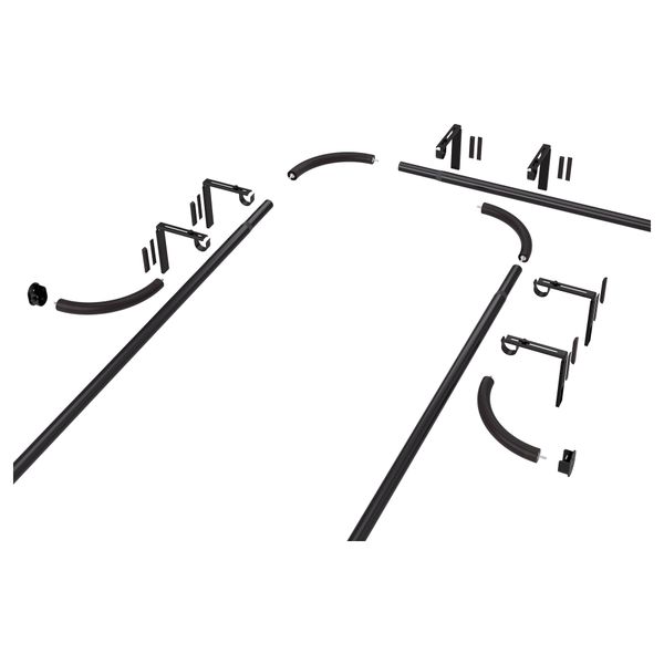 Гардинный карниз, комбинация для эркера ХУГАД, черный - схема-чертеж с размерами